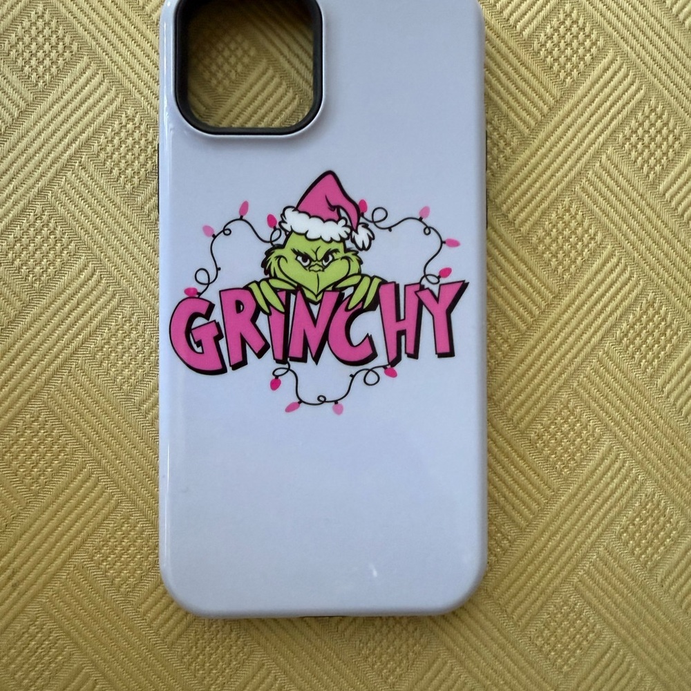 Grinchy White Phone Case with Festive Design